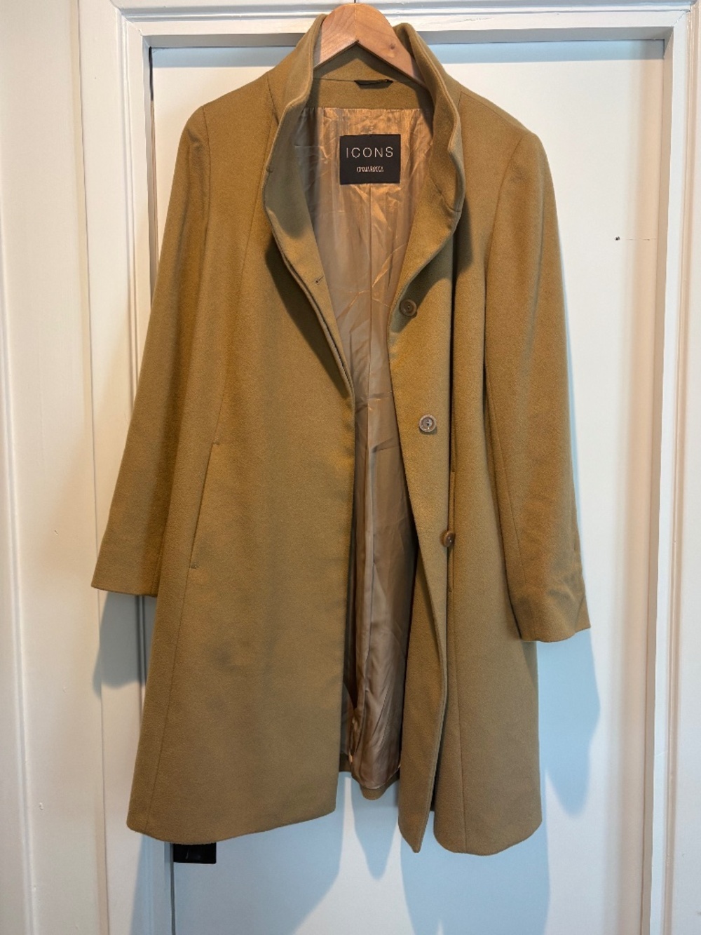 Cinzia Rocca ICONS 100% Cashmere Coat Camel Tan Italian Luxury Size 10 IT 46